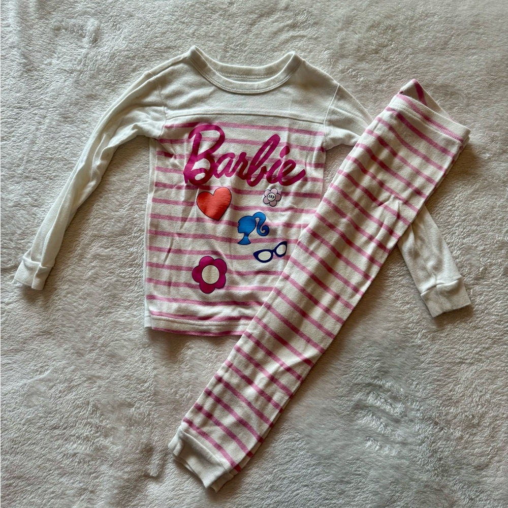 GAP Kids Barbie Pajama Set - Pink and White Stripes